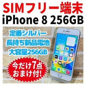SIMフリー iPhone8 256GB 151 シルバー 新品バッテリ－