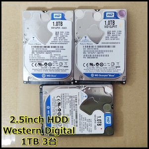 《送料無料》SATA 2.5inch HDD Western Digital 1TB 3台 《全て正常動作確認済・フォーマット済》 [管理番号A206]