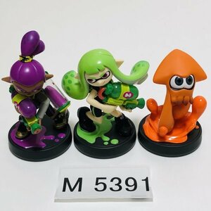 M5391 ●中古 美品 即決●amiibo ボーイ パープル ガール ライムグリーン イカ オレンジ (限定色 限定カラー アミーボ スプラトゥーン 3個