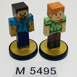 M5495 ●中古 美品 即決●amiibo スティーブ アレックス ダブルセット(アミーボ マイクラ マインクラフト●Minecraft / Steve Alex 2-pack