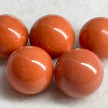 大珠!!約14-15mm珠!!［天然本珊瑚5点おまとめ20g ］F 100ct ルース 裸石 ジュエリー jewelry coral コーラル サンゴ さんご 丸玉 DG5 ①_画像4