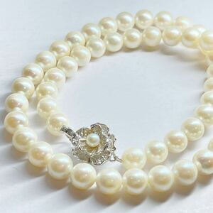 ［アコヤ本真珠ネックレス］F 重量約38.6g 約7.5-8mm珠 パール pearl necklace jewelry accessory silver シルバー EB0/EB0