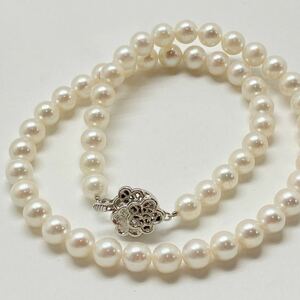 ［本真珠ネックレス］F 重量約38g 約7.5-8mm珠 パール pearl necklace jewelry accessory silver シルバー EA0/EA0