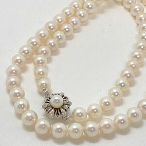 ［アコヤ本真珠ネックレス］M 重量約24.7g 約6-6.5mm珠 パール pearl necklace jewelry accessory silver シルバー EA0/EB0