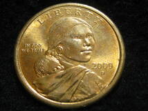 アメリカ合衆国　インディアン女性　サカガウィア　1ドル　コイン　D硬貨　2000年　ショーショーニー族 &　イーグル　＄1 米国_画像1