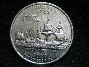 アメリカ合衆国　2000年　バージニア州　25セント　コイン　クオーターダラー　50州記念硬貨　米国　USA　海外