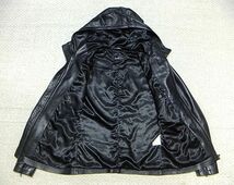 美品:Haruf(ハルフ).ラムレザー フーデッド シングル ライダース L(黒/上質.羊革/Wジップ/肩46幅52丈64/バイカー/ロック系/degner raleigh)_画像6