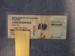 Fujitsu Windows XP Home プロダクトキー シール