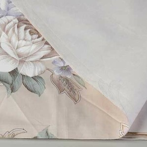 ♪コットンドビーサテン花柄ラメプリント ベージュｘピンクｘ紫 巾：110cm♪2.5m[9114]の画像2