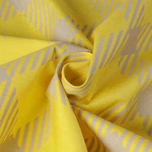 ♪コットンポプリンウインドペーンチェックプリント 黄ｘベージュ 巾：110cm♪2.2m[9251]