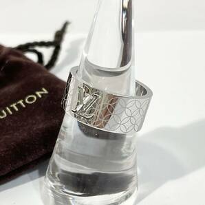 正規品 ルイヴィトン Louis Vuitton リング 指輪 モノグラム シャンゼリゼ シルバー 銀 保存袋付 15号 アクセサリー くり抜きロゴ