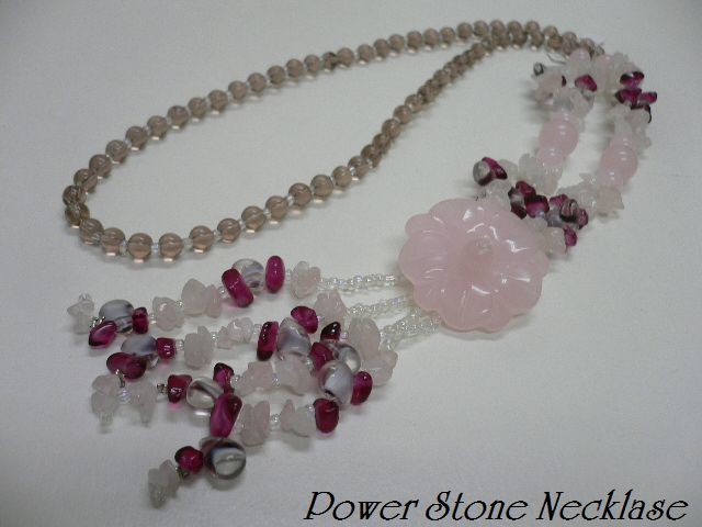 ◆ Natural stone necklace inventory clearance ◆ Handmade bead necklace type O/Rose quartz/1 piece only, ladies accessories, necklace, pendant, others