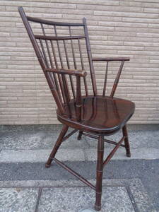 松本民芸家具　バードケージアームチェア　ミズメザクラ　シール　刻印有　民藝　木製　椅子