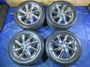 激安即決！RAYS AUTECH 日産純正 16-6J 4H/100 ET42 + BRIDGESTONE 195/55R16 2021年中古4本 ウィングロード ノート キューブ 等！T008048