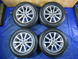 激安即決！MANARAY 15-6J 5H/114.3 ET45 + DUNLOP 195/65R15 2022年製！中古4本！プレマシー ノア ヴォクシー アイシス等 T008122