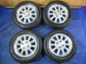 激安即決！ スズキ ラパン純正 13-4B 4H/100 ET45 + DUNLOP 155/65R13 中古4本！ワゴンR ラパン アルト セルボ パレット等！T008145