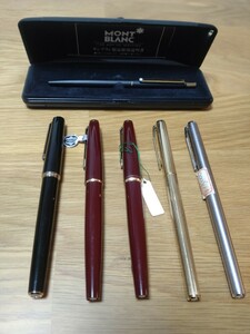 筆記具 まとめ ジャンク　 MONTBLANC モンブラン ケース ボールペン １本　万年筆 4本・SAILOR　セーラー万年筆１本　（万年筆 ペン先K14）