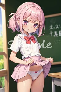 [1点限り A4 高画質 アート ポスター] セクシー アイドル 美少女 美人 かわいい 女の子 制服 下着 オリジナル イラスト アニメ 同人 AG049