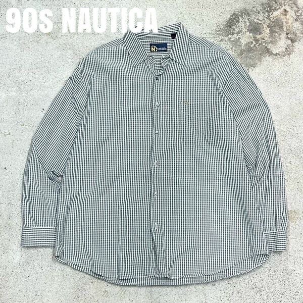 ＊7359 90s NAUTICA ノーチカ　ノーティカ　長袖シャツ　チェック