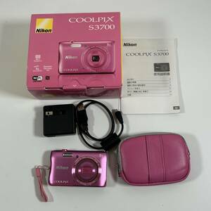 Nikon ニコン COOLPIX S3700 コンパクトデジタルカメラ ピンク カメラケース バッテリーパック 充電器付き 元箱　説明書