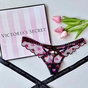 【サイズＳ】ハート刺繍Vストリング Victoria's Secret ヴィクトリアシークレット Tバック