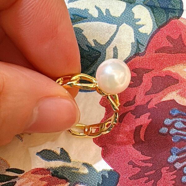 あこや真珠の指輪 フリーサイズ 大きめの真珠 ③