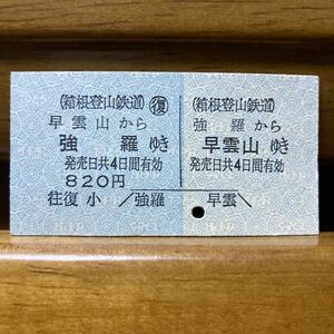 箱根登山鉄道（ケーブルカー）強羅-早雲山　往復Ａ型硬券　強羅駅発行