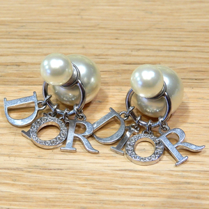 【超美品】ディオール Dior Tribales トライバルピアス シルバー コスチュームパール E1411TRICY_D009 DIORロゴ 11804