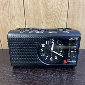 A2-229 シチズン CITIZEN リズム時計工業 BC001-A クロックラジオ FM/AM 非常用ブザー ライト アラーム 防災時計 目覚まし時計 動作未確認