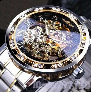 Fb2278: 海外トップブランド メンズ高級腕時計 機械式スケルトンダイヤル手巻き ストーンステンレスバンド WINNER ウォッチ