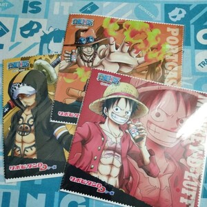 ONE PIECE ワンピース リポビタンＤ 限定 非売品 クリーナー クロス ルフィ エース ロー 全３種セット 未開封新品 眼鏡 メガネ 拭き ふき