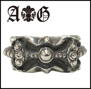 ★РАЗМЕР 21 ★ A&amp;G A&amp;G AG AG Early Discontinued Silver 925 Cross Flare Lily Lily Studd Design Ring Ring