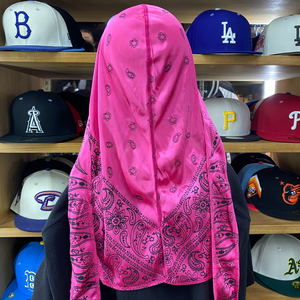 ペイズリー DURAG ドゥーラグ TIEDOWN インナーキャップ バンダナ柄 シルキータッチ ダンス HIPHOP ブラックカルチャー PINK ユニセックス