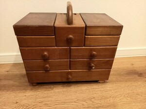 昭和レトロ 裁縫箱 ソーイングボックス 木製 小物入れ 収納 引き出し 手芸 中古 保管 現状品 k795