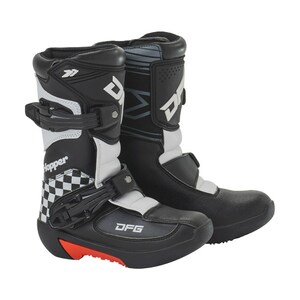 DFG DG0453-102-030 ホッパーブーツ ブラック/ホワイト 18.0cm バイク 子供オフロード 靴 通気性