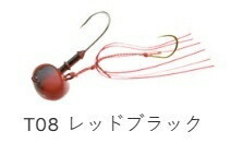 エコギア オーバルテンヤ T08 レッドブラック 10号 36g Lフック 1個入 仕掛け フック 針 ジグヘッド 釣り つり