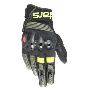 アルパインスターズ HALO LEATHER GLOVE レザーグローブ フォレスト/ブラック/イエローフロー 2XL バイク ツーリング 革 手袋 スマホ対応