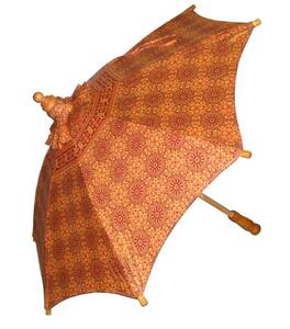Umbrella handmade　竹製手作り日傘　エスニック　シルク　全長７２cm　開傘時直径７９cm
