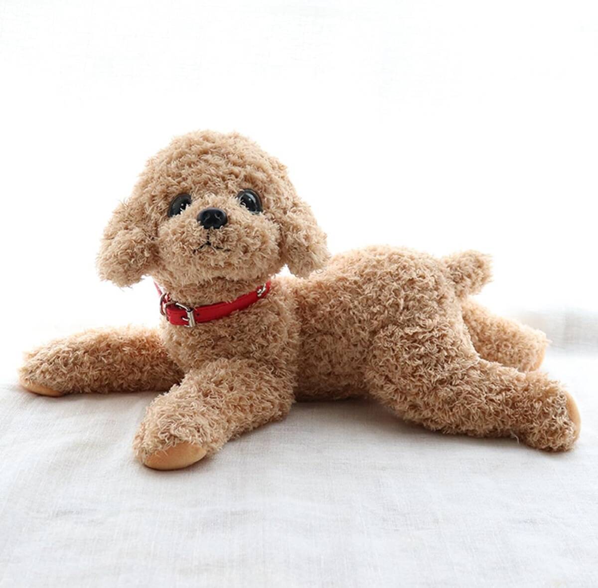 खाकी 35 सेमी पूडल आलीशान खिलौना कुत्ता यथार्थवादी सजीव हस्तनिर्मित स्पर्श करने के लिए नरम प्यारा और आरामदायक कुत्ता पूडल आलीशान खिलौना, खिलौने, खेल, अन्य