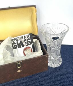 ●BOHEMIA GLASS ボヘミア ガラス クリスタル 花瓶 フラワーベース グラス 花器 31●