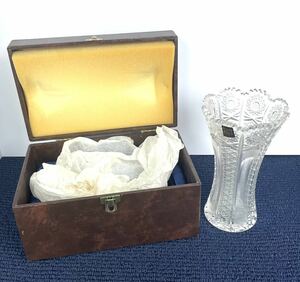 ●BOHEMIA GLASS ボヘミア ガラス クリスタル 花瓶 フラワーベース グラス 花器 30●
