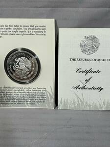 WORLD WILDLIFE FUND 25th ANNIVERSARY COIN COLLECTIONS 1987 メキシコ 100ドル 銀貨 720 Silver 31.1g 38mm タトウにしわ ヤケ有り