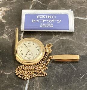 ★【美品】SEIKO セイコー 懐中時計 贈 内閣総理大臣 アンティーク ゴールドカラー 稼動　保管品★