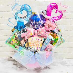 お菓子ブーケ　置き型　バルーンブーケ　バルーンアレンジ　誕生日　お祝い　プレゼント