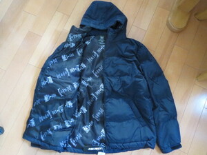 送料無料発送 DOUBLE STEAL ダブルスティール NAVY 濃紺 LOGO HOOD DOWN JACKET XL 正規品 新品未使用 タグ付き（撮影、採寸の為開封）