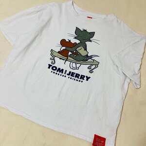 TOM and JERRY　トムとジェリー　キャラクター　プリント Tシャツ　ホワイト/白