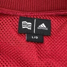 adidas　アディダス　ロゴ 刺繍　ハーフジップ　Tシャツ　ボルドー系　L/G　V1015_画像3