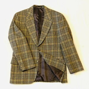 DEWHIRST　MADE IN ENGLAND/英国製　WOOL/ウール　テーラード ジャケット　千鳥格子 ブラウン系　S　ITO-J11