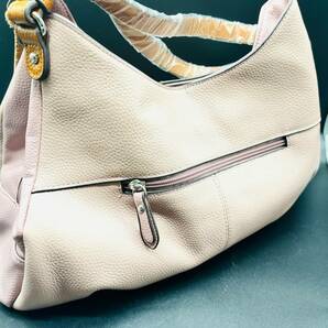 Cure grazioso borsa キュアボルサ バッグ 本体 牛革 未使用品 保管品 ハンドバッグ ピンク ベージュ系 ショルダー タグ シンプル 7368の画像7