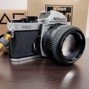＃2750 Nikon New FM2 シルバー シリアル800万台 AF Nikkor 50mm F1.4D 本体レンズ2点セット 箱付き レンズ美品 中古品 動作未確認
